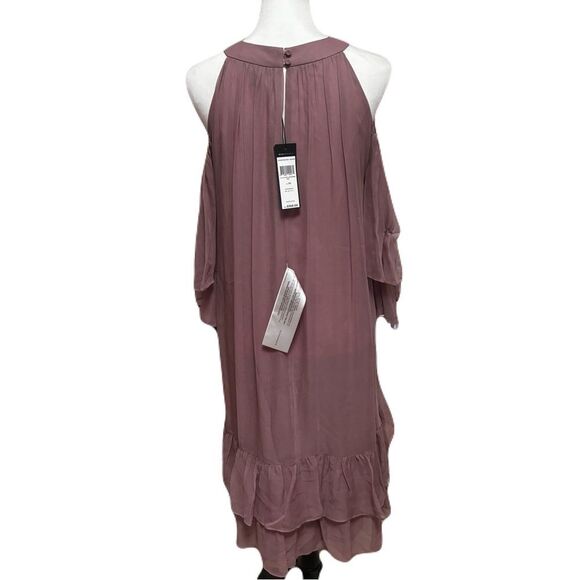 NWT | BCBGMAXAZRIA Dark Lavender Silk Cold Shoulder Dress | XS - Picture 5 of 10